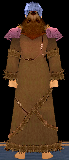 Equipped Female Giant Bear Robe viewed from the back with the hood down